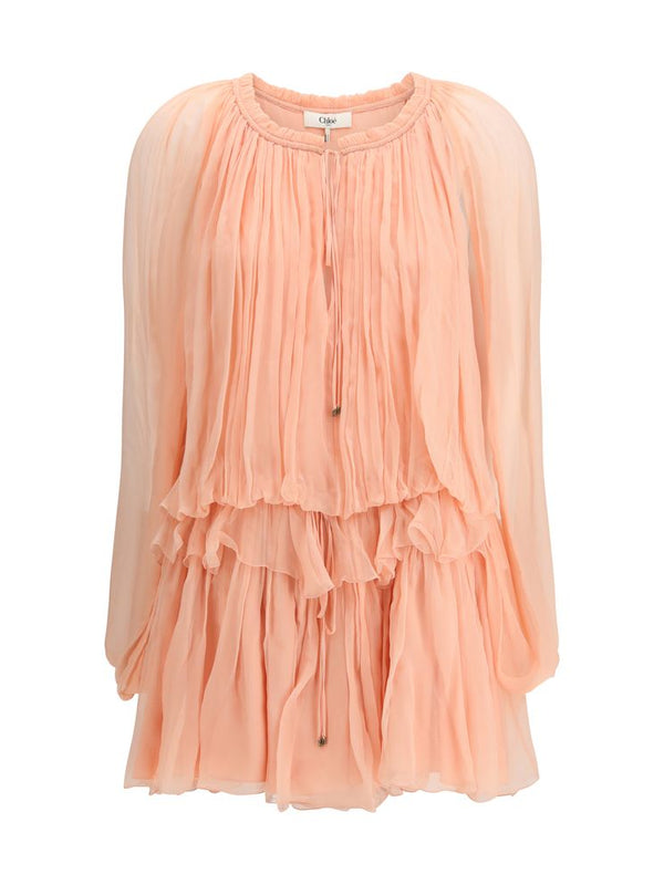 Chloé Silk Muslin Cape Dress