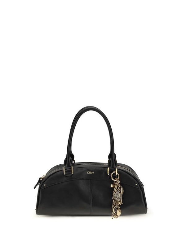 Chloé Black Calf Leather Bowling Handbag