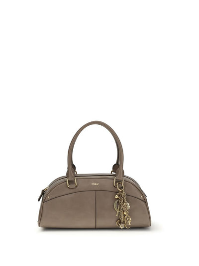 Chloé Gray Calf Leather Bowling Handbag