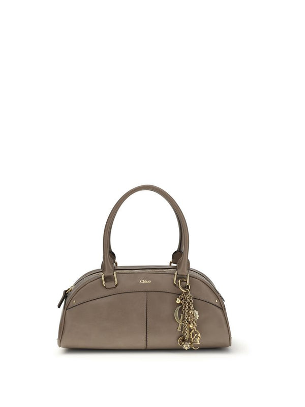 Chloé Gray Calf Leather Bowling Handbag