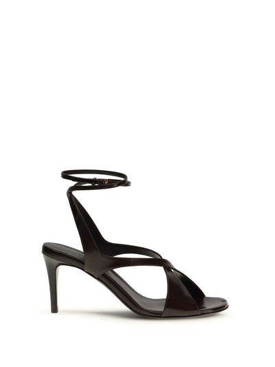 Khaite Black Calf Leather Bos Taurus Strap-On Sandals