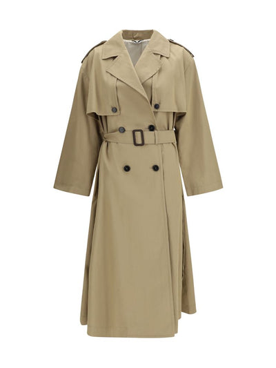 Max Mara Weekend Double-Breasted Cotton Trench Coat — Beige