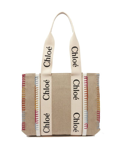 Chloé Beige Linen Tote Bag