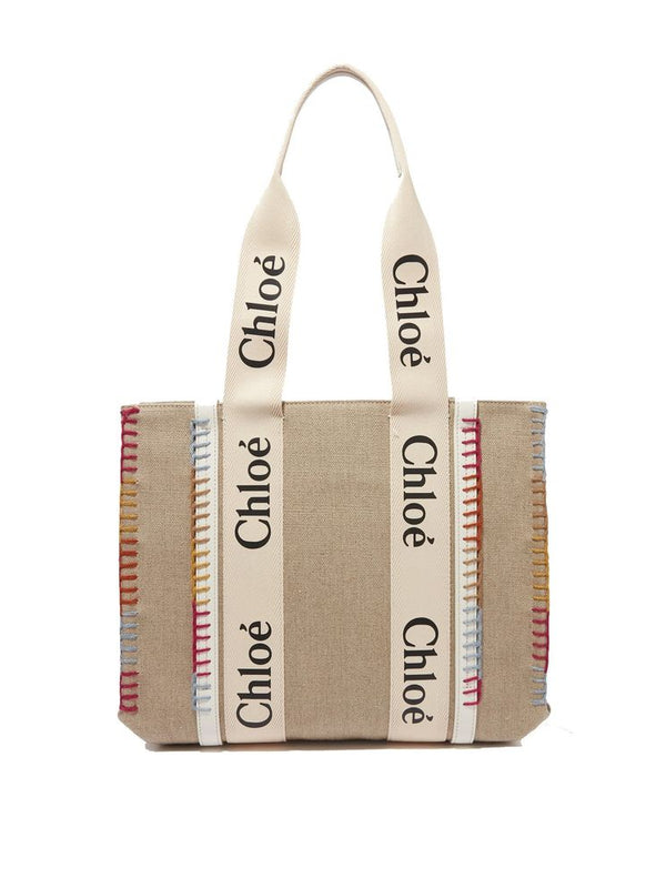 Chloé Beige Linen Tote Bag