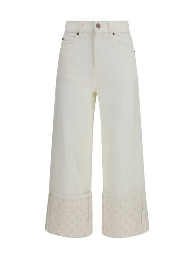 Tory Burch White Cotton Straight-Leg Jeans