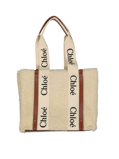 Chloé Beige Shearling Tote Bag