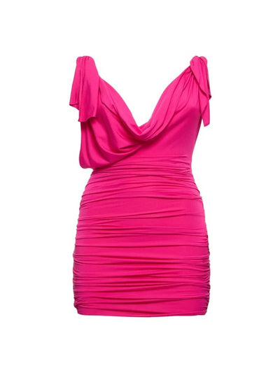 The Attico Gathered Viscose Slip Dress