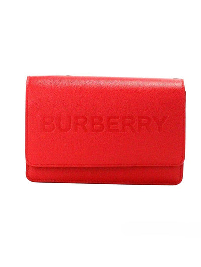 Burberry Hampshire Small Red Embossed Logo Smooth Leather Crossbody Bag
