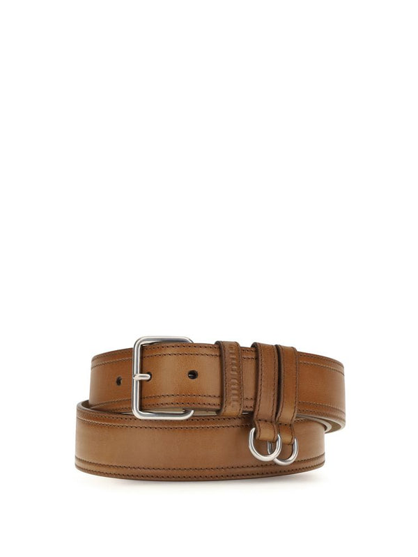 Miu Miu Workwear-Inspired Leather Belt — Brown