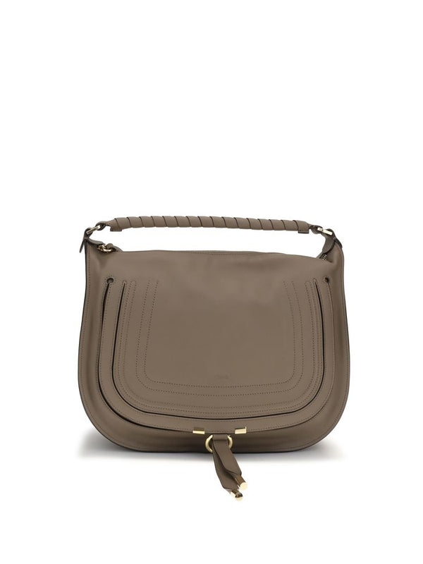Chloé Beige Calf Leather Marcie Shoulder Bag