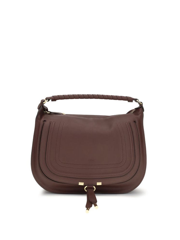 Chloé Brown Calf Leather Marcie Shoulder Bag