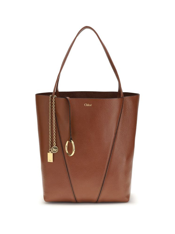 Chloé Brown Calf Leather Spin Shoulder Bag
