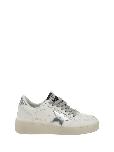 Golden Goose Ball Star 2 Leather Sneaker — Silver
