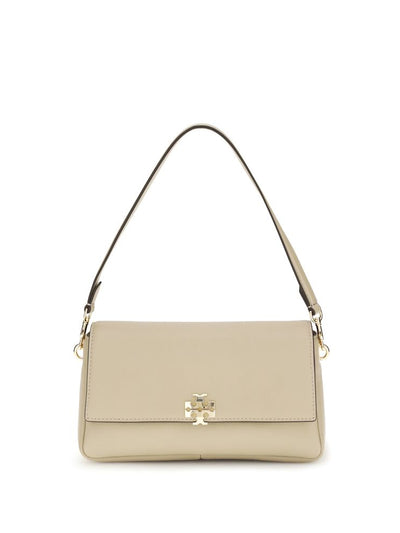Tory Burch Charlie Small Leather Shoulder Bag — Beige