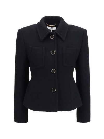 Chloé Black Tweed Cropped Blazer