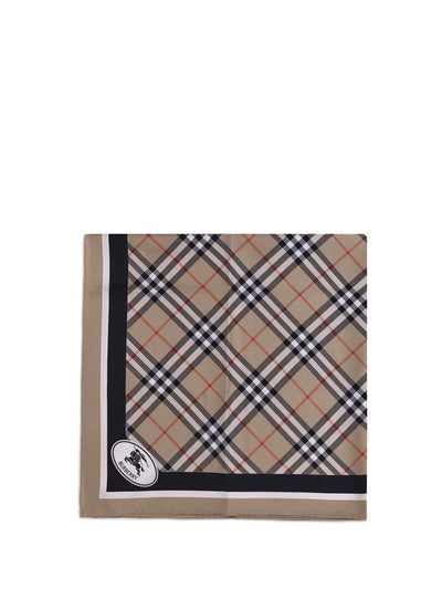 Burberry Check Silk Twill Scarf — Beige