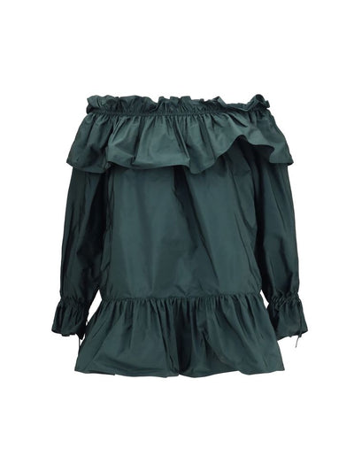 Saint Laurent Ruffled Nylon Poplin Long Dress