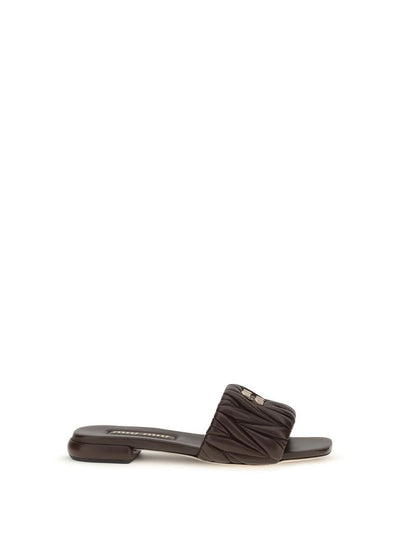 Miu Miu Matelàssé Nappa Leather Flat Sandal