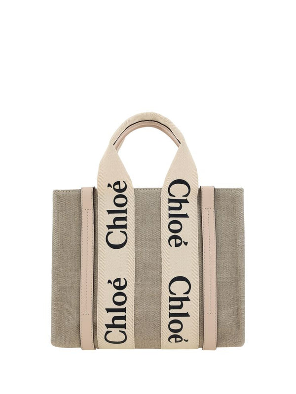 Chloé Woody Linen Tote Bag — Brown