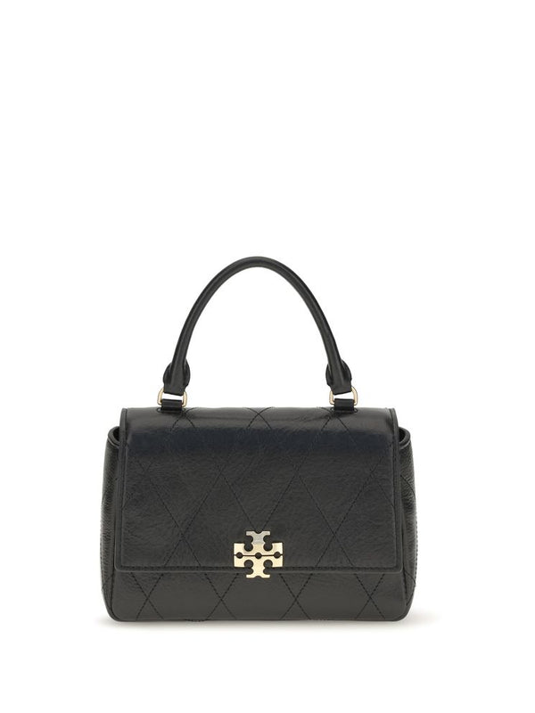 Tory Burch Charlie Mini Quilted Leather Handbag — Black