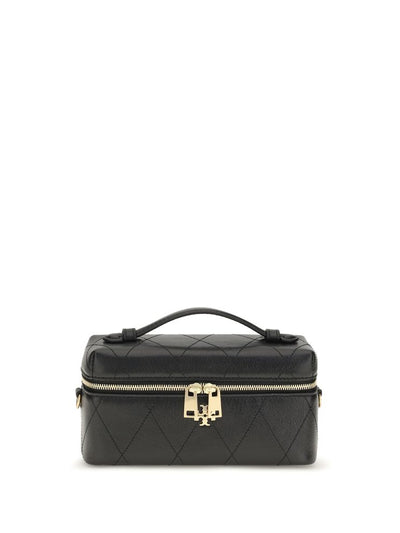 Tory Burch Charlie Quilted Leather Beauty Case — Black