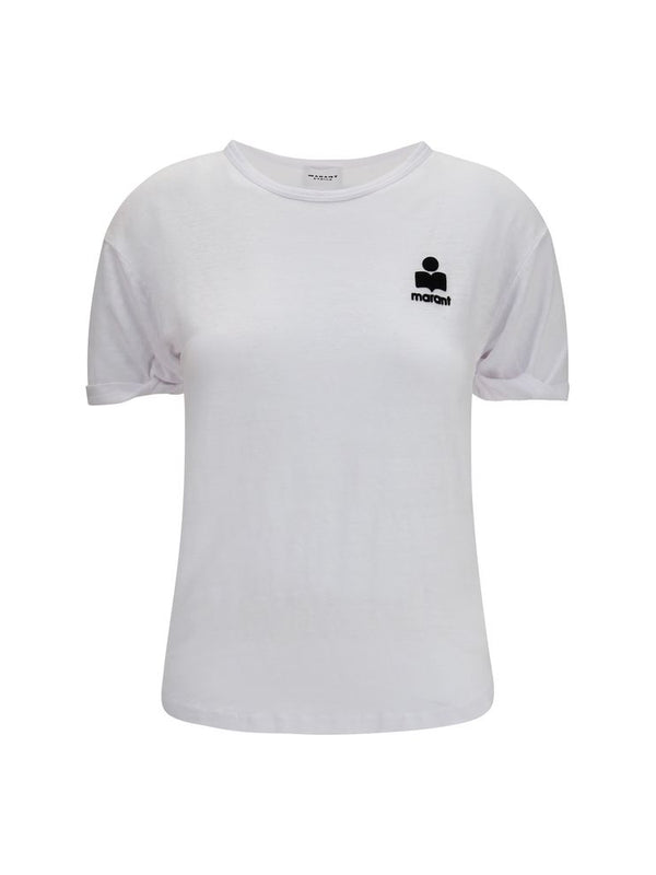Isabel Marant Étoile Koldia Logo T-Shirt in White Linen