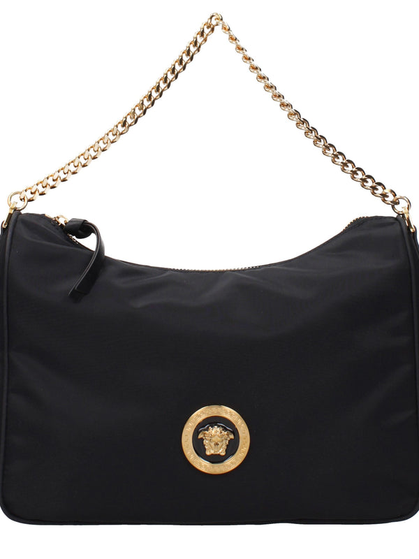 Versace Fabric Shoulder Bag — Black