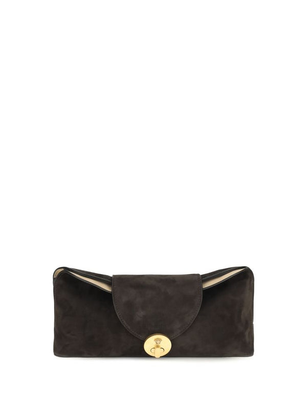 Versace Vivian Suede Clutch — Brown