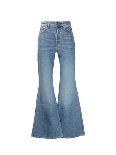 Chloé Blue Cotton Embroidered Flared Jeans