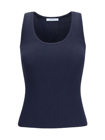 Max Mara Ribbed Jersey Tank Top — Blue