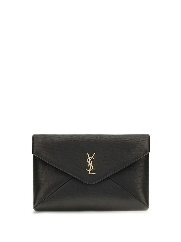 Saint Laurent Busta Leather Clutch — Black