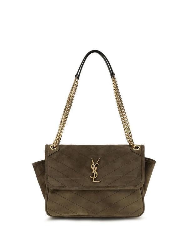 Saint Laurent Niki Tripouch Suede Shoulder Bag — Bicolor