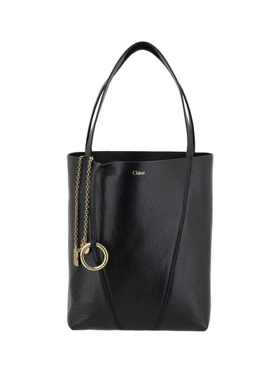 Chloé Black Calf Leather Spin Shoulder Bag