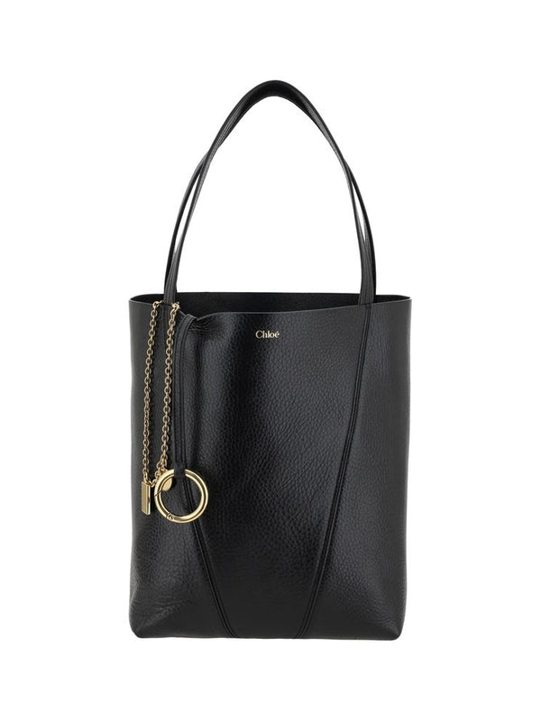Chloé Black Calf Leather Spin Shoulder Bag