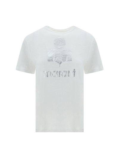 Isabel Marant Étoile Zewel Logo T-Shirt in White Linen