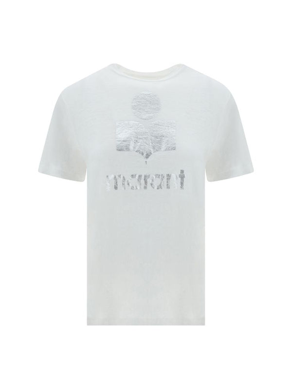 Isabel Marant Étoile Zewel Logo T-Shirt in White Linen