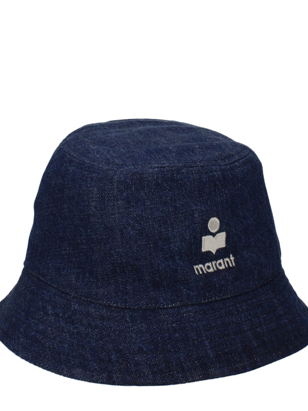 Isabel Marant Logo Bucket Hat in Blue Cotton