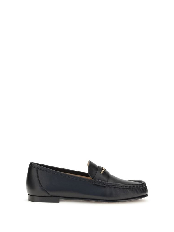 Chloé Black Calf Leather Slip-On Loafers