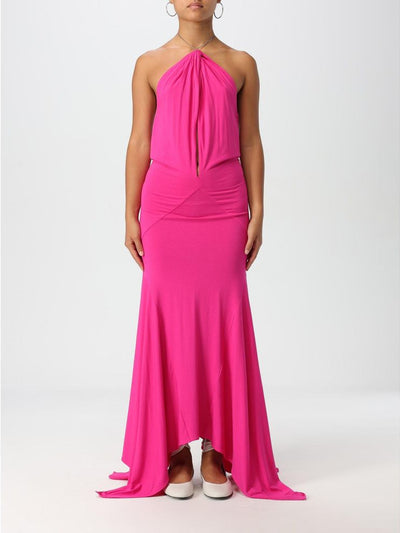 The Attico Fuchsia Jersey Halter Cocktail Dress