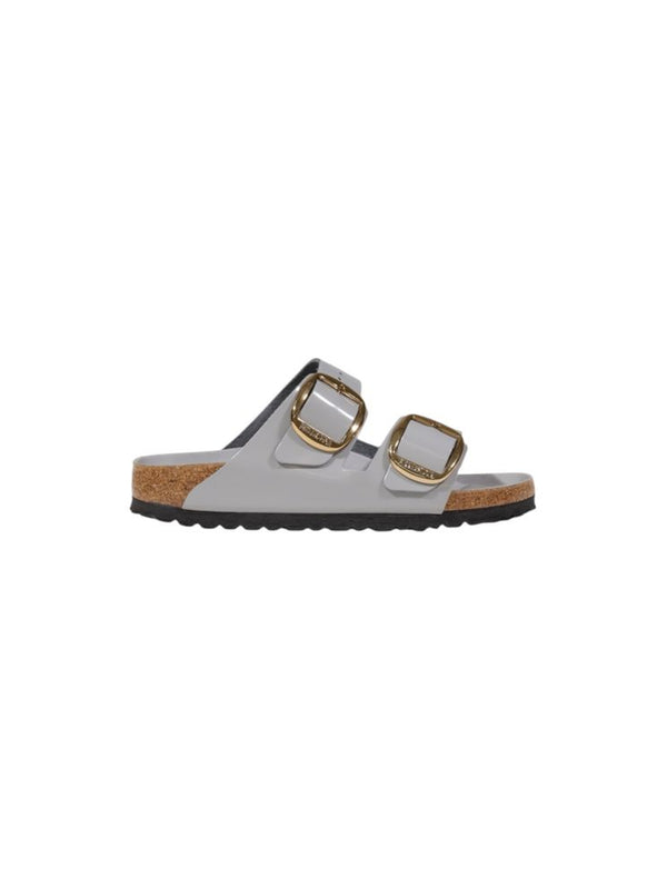 Birkenstock Arizona Big Buckle Leather Slide — Grey