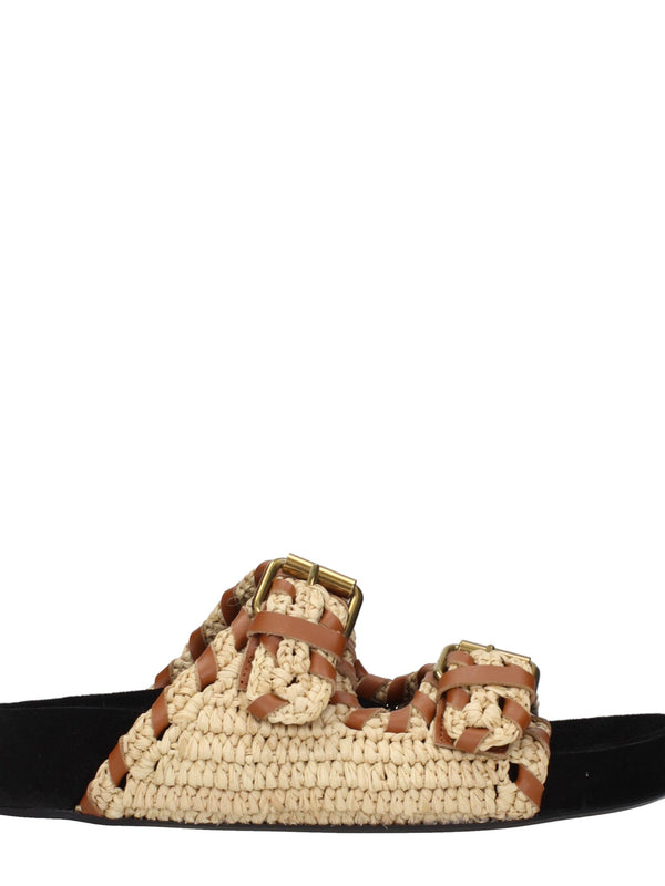 Isabel Marant Raffia Slip-On Sandals in Natural