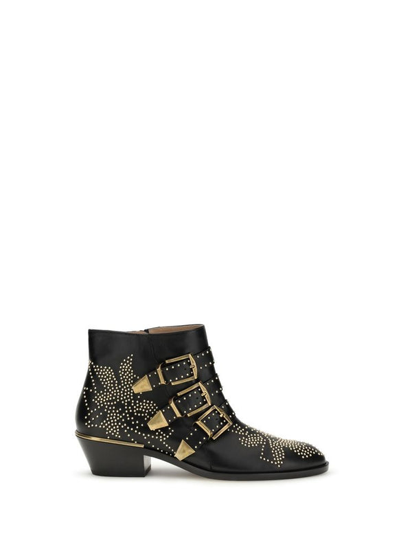 Chloé Black Calf Leather Susan Ankle Boots