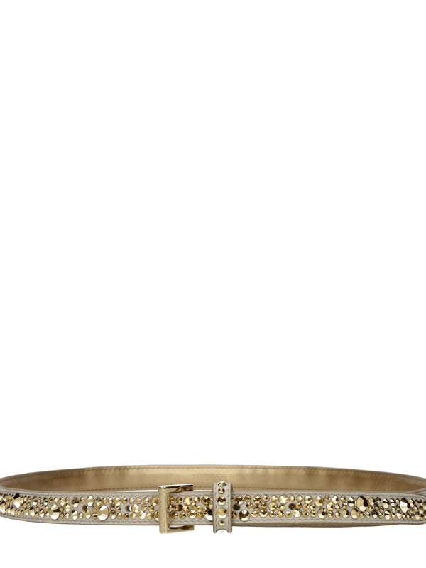 Prada Rhinestone Suede Belt — Gold