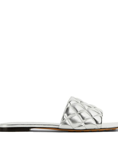 Bottega Veneta Silver Calfskin Flat Sandals