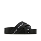 Stella McCartney Logo Cross-Strap Platform Slides — Black