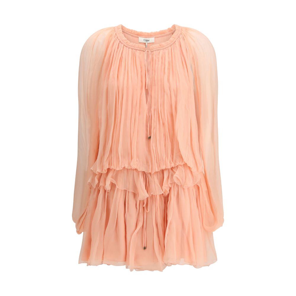 Chloé Silk Muslin Cape Dress