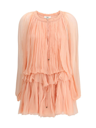 Chloé Silk Muslin Cape Dress