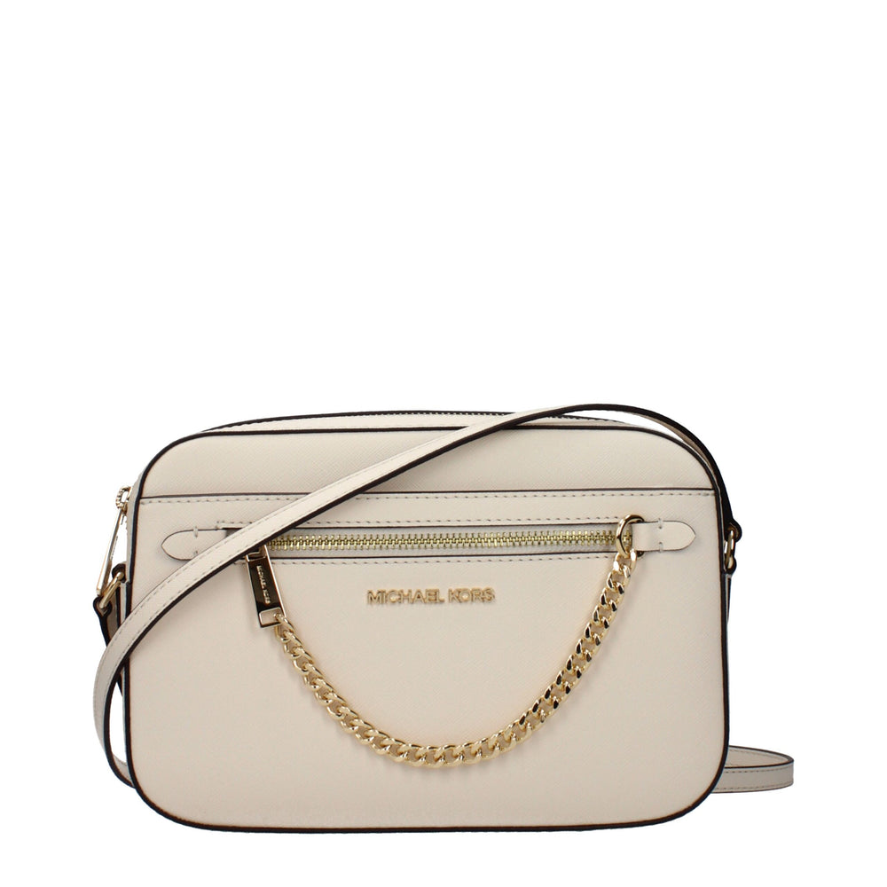 Michael Kors Leather Crossbody Bag — Beige