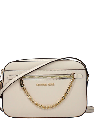 Michael Kors Leather Crossbody Bag — Beige