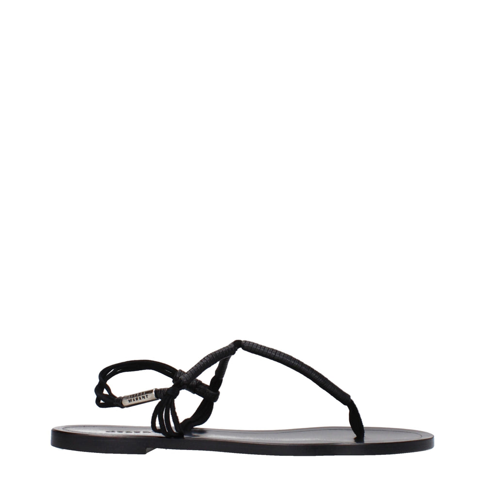 Isabel Marant Flat Leather Sandals in Black